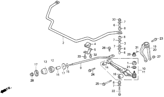 1993 Acura Vigor Bracket, Front Stabilizer Diagram for 51308-SL4-010