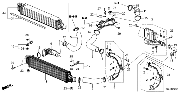 2021 Acura RDX Intercooler Stay Assembly Right Diagram for 19701-5YF-A00