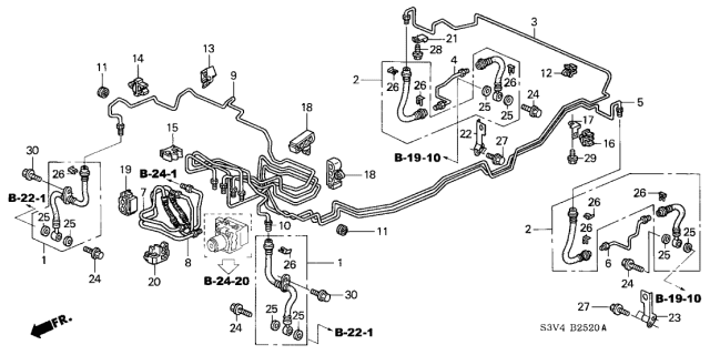 2003 Acura MDX Right Rear Brake Hose Bracket Diagram for 46435-S3V-A00