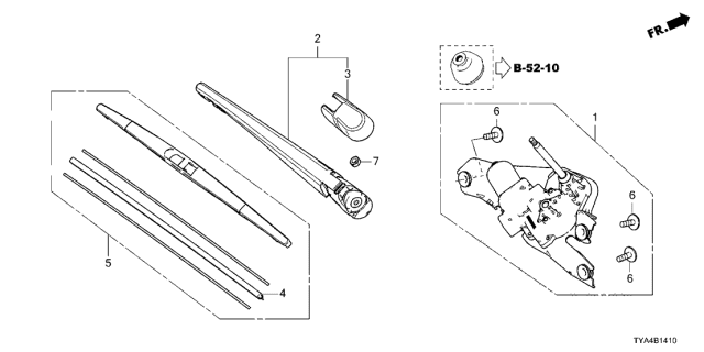 2022 Acura MDX Blade Windshield Wiper Diagram for 76730-TYA-A01