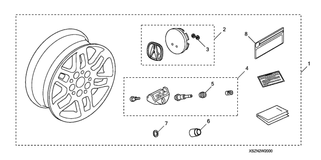 2011 Acura ZDX 5 Door TECH KA 6AT Alloy Wheel Diagram 2