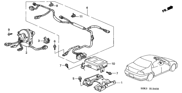 1999 Acura TL Harness, SRS Main Diagram for 77961-S0K-A80