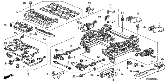 2007 Acura RDX 5 Door TECH KA 5AT Front Seat Components Diagram 1