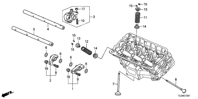 2013 Acura TSX 4 Door TSX V6 KA 5AT Valve - Rocker Arm (Front) (V6) Diagram