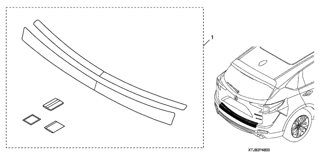 2021 Acura RDX 5 Door LTD (PMC) KA XAT Bumper Applique (Rear) Diagram