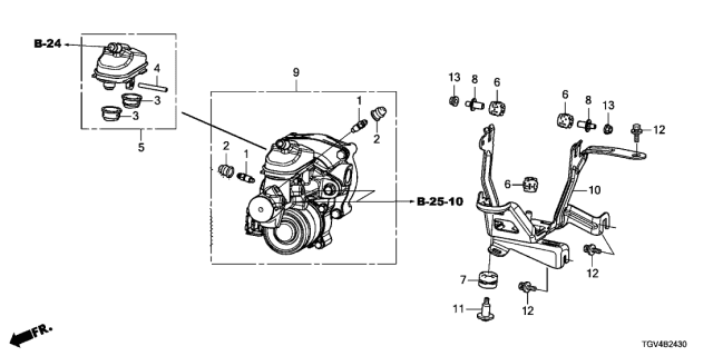 2021 Acura TLX Union Set, Reservoir Diagram for 46680-TRW-A00