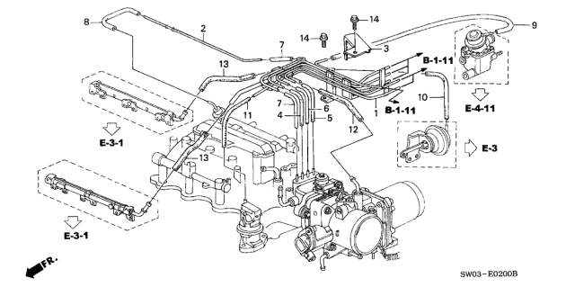 2001 Acura NSX 2 Door NSX-T KA 6MT Install Pipe - Tubing Diagram