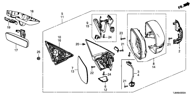 2019 Acura RDX Set Right (White Diamond Pearl) Diagram for 76205-TJB-A12ZG