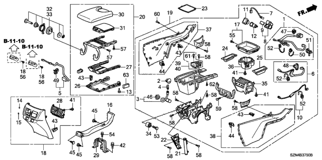 2012 Acura ZDX Rear Console Diagram