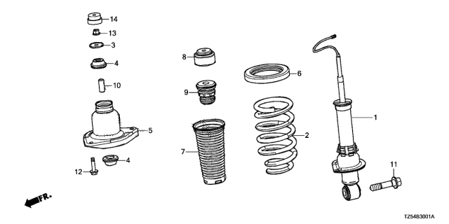 2017 Acura MDX Rear Shock Absorber Unit (Service) Diagram for 06521-TRX-305