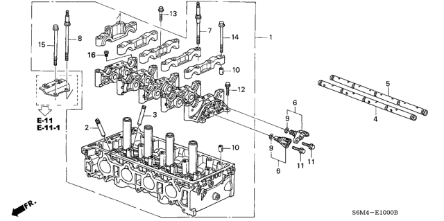 2005 Acura RSX Cylinder Head Assembly Diagram for 12100-PNC-010