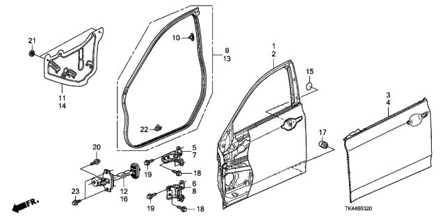 2011 Acura TL Front Door Panels Diagram