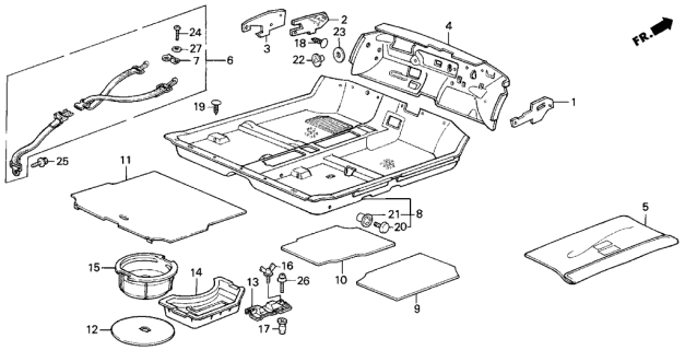 1989 Acura Integra 3 Door LS KA 5MT Floor Mat Diagram
