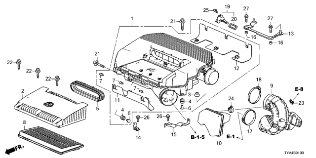 2022 Acura MDX Air Flow (95) Clamp Diagram for 17316-R70-A03