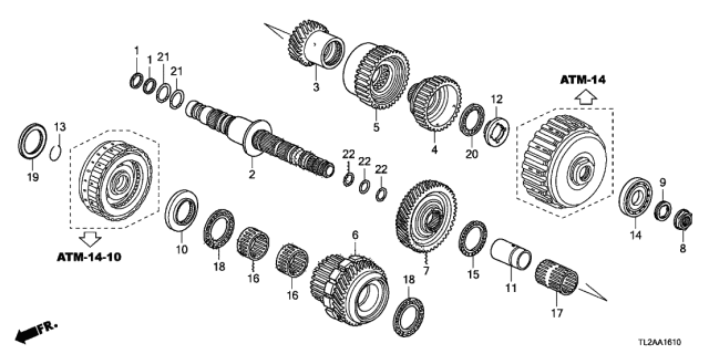 2013 Acura TSX 4 Door TSX V6 KA 5AT AT Secondary Shaft (V6) Diagram