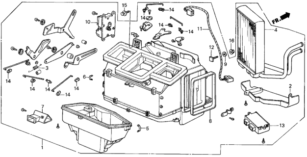 1989 Acura Integra 3 Door LS KA 4AT Heater Unit Diagram