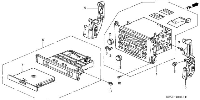 2001 Acura TL Knob, Volume & Tuning Control (Chamois Gray No. 3) Diagram for 39102-S0K-J01ZA