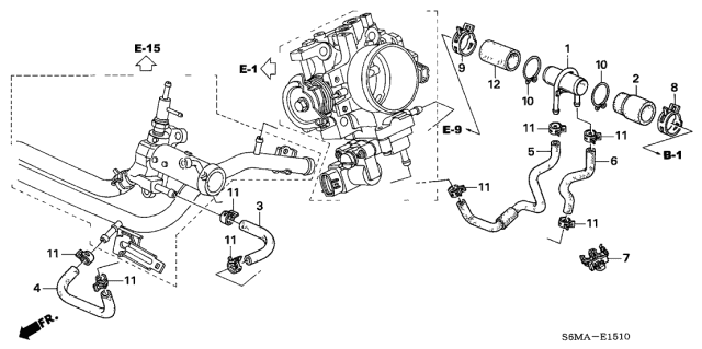 2006 Acura RSX 3 Door BASE KA 5MT Water Hose Diagram