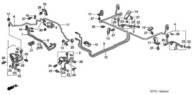 1994 Acura Integra 3 Door RS KA 5MT Brake Lines Diagram