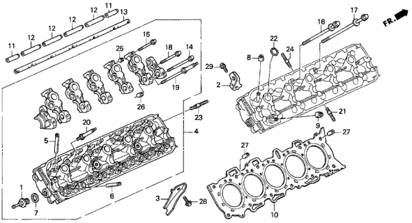 1998 Acura TL 4 Door PRE2.5 KA 4AT Cylinder Head Diagram