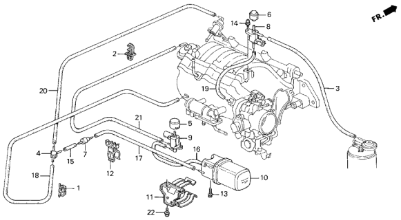 1994 Acura Integra 3 Door GS-R KA 5MT Vacuum Tank - Tubing Diagram