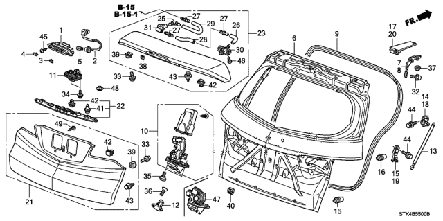 2012 Acura RDX Garnish Assembly, Tailgate Spoiler (Crystal Black Pearl) Diagram for 74900-STK-A03ZJ