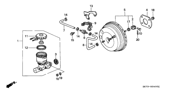 1993 Acura Integra 3 Door RS KL 5MT Master Cylinder Diagram