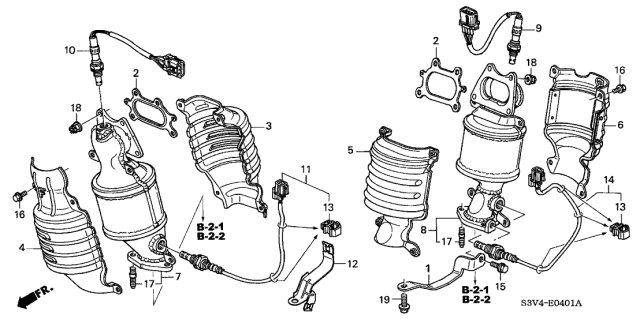2004 Acura MDX Front Primary Catalytic Converter Diagram for 18190-RCA-L00