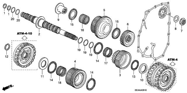 2008 Acura TSX 4 Door TSX KA 5AT AT Secondary Shaft Diagram