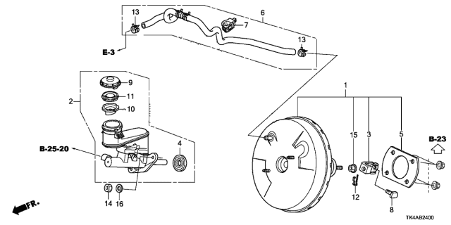 2014 Acura TL 4 Door TECH (3.7) KA 6MT Brake Master Cylinder - Master Power Diagram