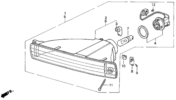 1994 Acura Vigor Lamp, Driver Side Diagram for 33351-SL5-A01