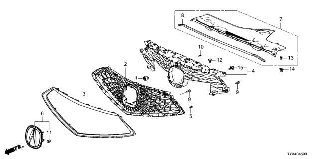 2022 Acura MDX Radar Cover, Front Diagram for 71125-TYA-A01
