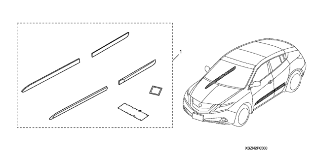 2013 Acura ZDX Body Side Molding Diagram