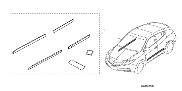 2010 Acura ZDX 5 Door BASE KA 6AT Body Side Molding Diagram
