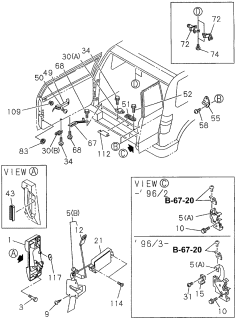 1996 Acura SLX Back Door Handle (Outer) (Radiant Red/Lt Silver Metallic) Diagram for 8-97817-314-0