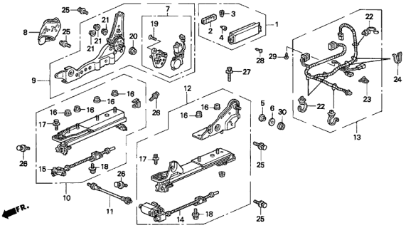 1998 Acura TL Switch Assembly, Passenger Side Power Seat (Medium Taupe) Diagram for 35950-SZ5-A11ZB