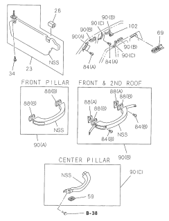 1998 Acura SLX Grip Assist, Roof Diagram for 8-97098-401-4