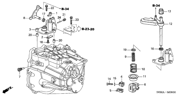 2006 Acura RSX 3 Door BASE KA 5MT MT Shift Arm Diagram