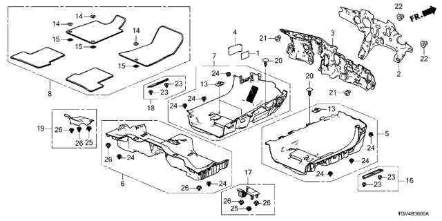 2021 Acura TLX Floor Mat Diagram