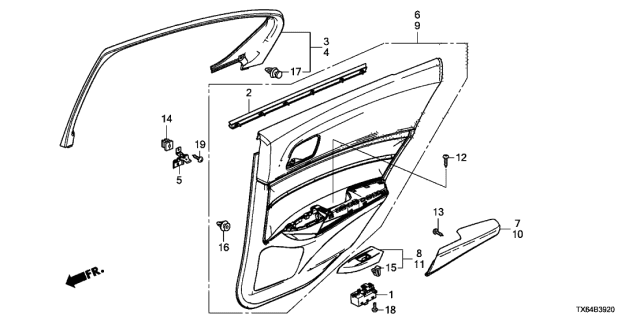 2015 Acura ILX Rear Door Lining Diagram