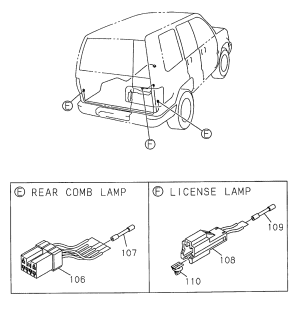 1999 Acura SLX Connector, License Light Diagram for 8-97170-988-0