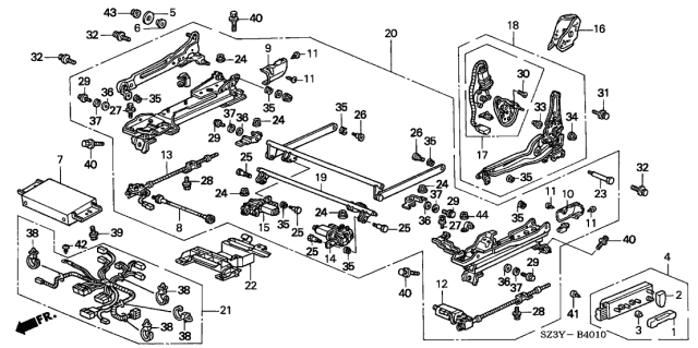 2004 Acura RL Switch Assembly, Driver Side Power Seat (Graphite Black) Diagram for 35955-SZ3-A11ZB