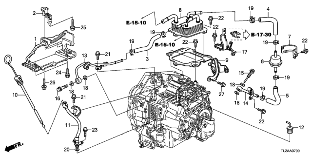 2014 Acura TSX 4 Door TSX KA 5AT AT Oil Level Gauge - ATF Pipe (L4) Diagram