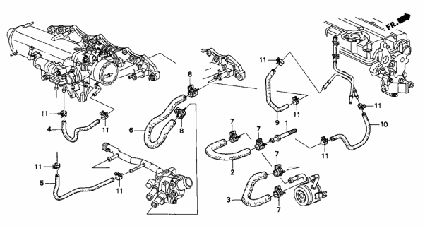 1997 Acura Integra Heater Breather Hose Diagram for 19527-P73-000