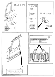 1998 Acura SLX Plate, Caution Child Lock Diagram for 8-97022-812-0