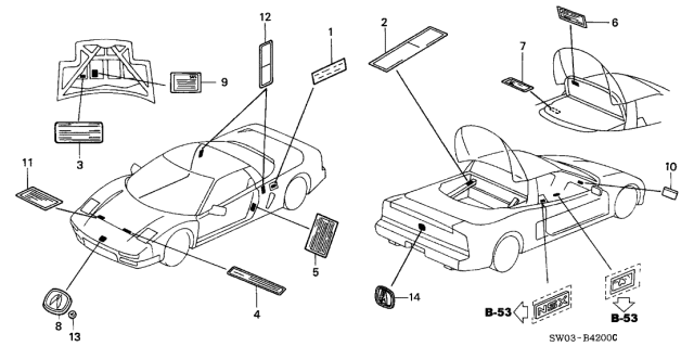2002 Acura NSX Placard, Specification (Usa) Diagram for 42762-SL0-A21