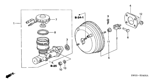 2001 Acura NSX 2 Door NSX-T KA 4AT Brake Master Cylinder Diagram
