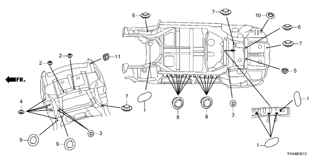 2022 Acura MDX 5 Door TECH KA XAT Grommet Diagram
