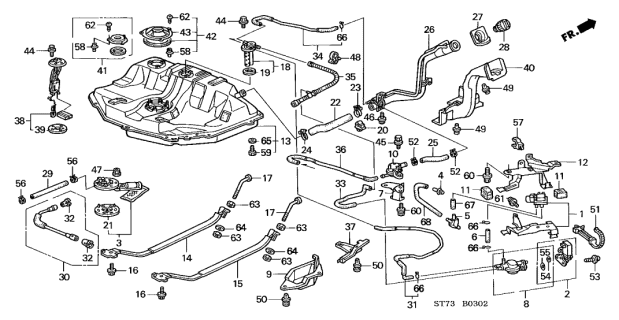 2000 Acura Integra Cover, Fuel Filler Pipe Diagram for 17668-ST7-Z00