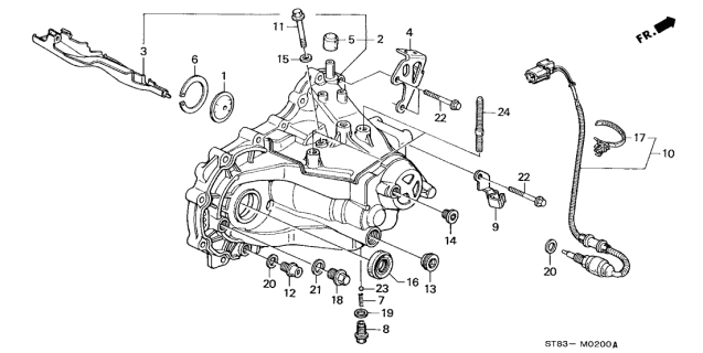 1995 Acura Integra Transmission Case Diagram for 21200-P21-030